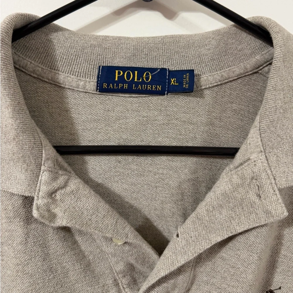 Polo Ralph Lauren Grey Short Sleeve Pique Polo Shirt Size XL Black Pony